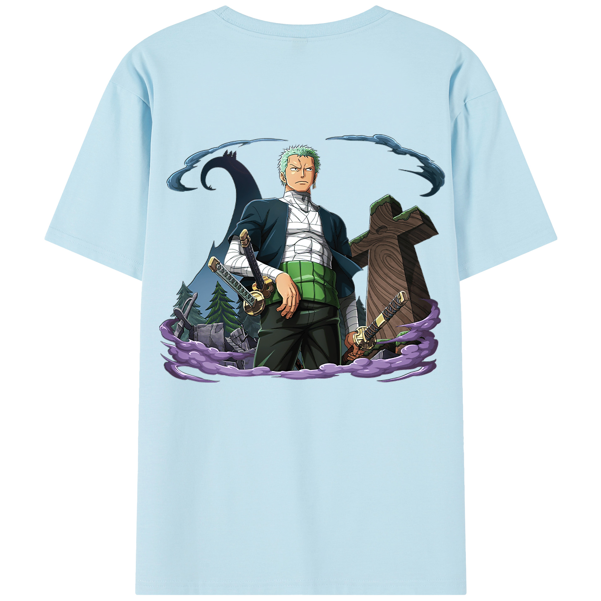 ワンピース ロロノア・ゾロ ONE PIECE Roronoa Zoro 綿100％半袖Tシャツ（背面プリント）